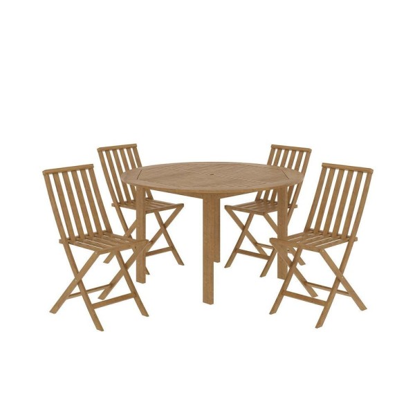 Encontraproduto.com.br - Conjunto De Mesa Redonda E 4 Cadeiras Dobráveis Aster Yescasa Madeira