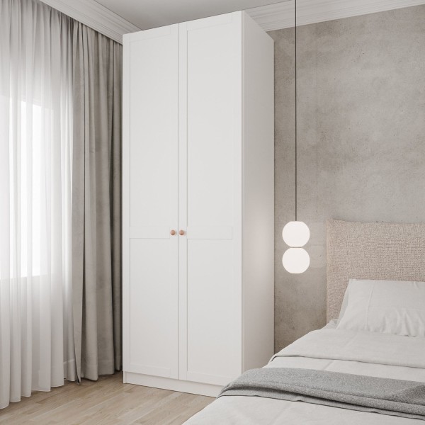 Encontraproduto.com.br - Guarda-Roupa Modulado 2 Portas Americanas com Cabideiro e 2 Gavetas Hera CabeCasa MadeiraMadeira Branco Geada