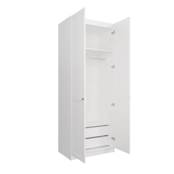 Encontraproduto.com.br - Guarda-Roupa Modulado 2 Portas Americanas com Cabideiro e 2 Gavetas Hera CabeCasa MadeiraMadeira Branco Geada