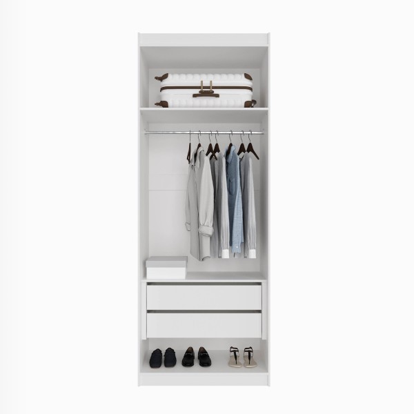 Encontraproduto.com.br - Guarda-Roupa Modulado 2 Portas Americanas com Cabideiro e 2 Gavetas Hera CabeCasa MadeiraMadeira Branco Geada