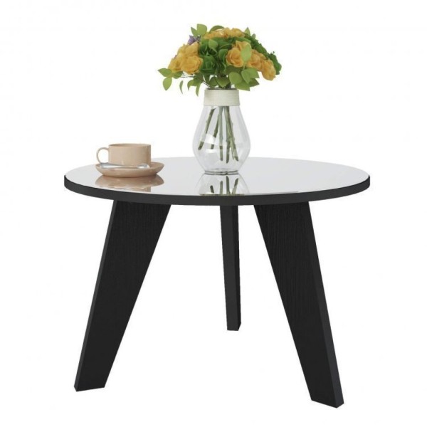 Encontraproduto.com.br - Conjunto Sala De Estar Rack Com Painel Para Tv Até 60 Pol Com Mesa De Centro E Mesa De Apoio Treviso Preto