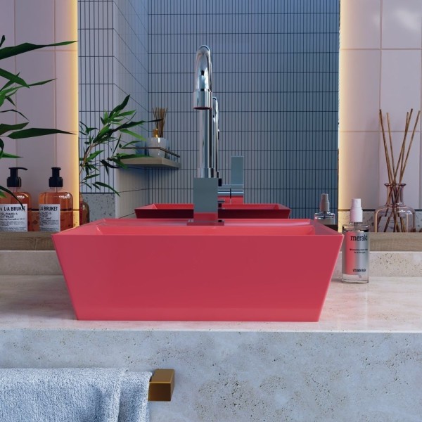 Encontraproduto.com.br - Kit Cuba Aq33 Volcano Com Torneira Luxo E Válvula Botão Com Sifão E Flexível Rosa