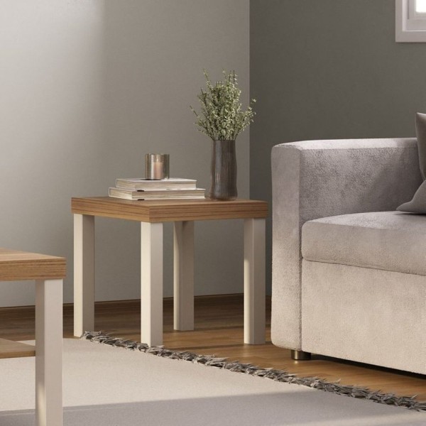 Encontraproduto.com.br - Conjunto Sala De Estar Painel Para Tv Até 65 Polegada Nevada Com Mesa De Centro E Mesa De Apoio Sky Carvalho-off White