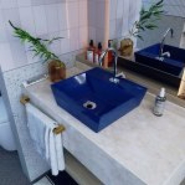 Encontraproduto.com.br - Kit Cuba Aq33 Volcano Com Torneira 1198 E Válvula Metal Com Sifão E Flexível Azul Escuro