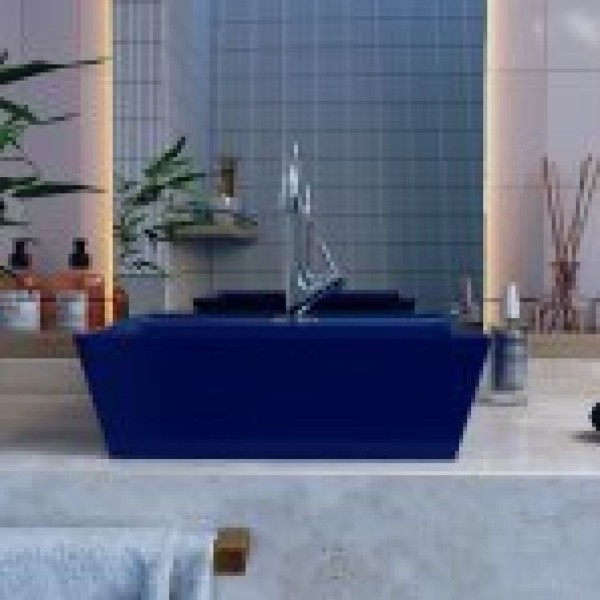 Encontraproduto.com.br - Kit Cuba Aq33 Volcano Com Torneira 1198 E Válvula Metal Com Sifão E Flexível Azul Escuro