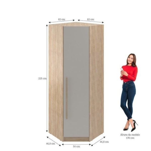 Encontraproduto.com.br - Quarto Modulado 3 Guarda Roupas 2 Mesas De Cabeceira 1 Módulo Ponte Aéreo San Diego Moveis Sul Aveiro Oak/cinza Urbano