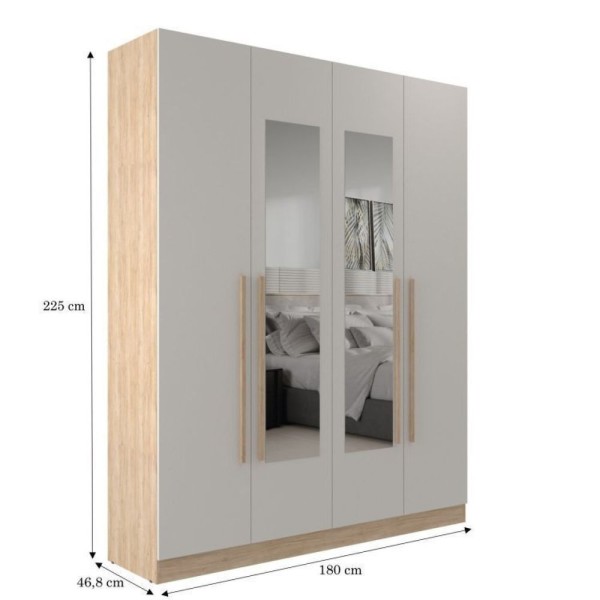 Encontraproduto.com.br - Quarto Modulado 3 Guarda Roupas 2 Mesas De Cabeceira 1 Módulo Ponte Aéreo San Diego Moveis Sul Aveiro Oak/cinza Urbano