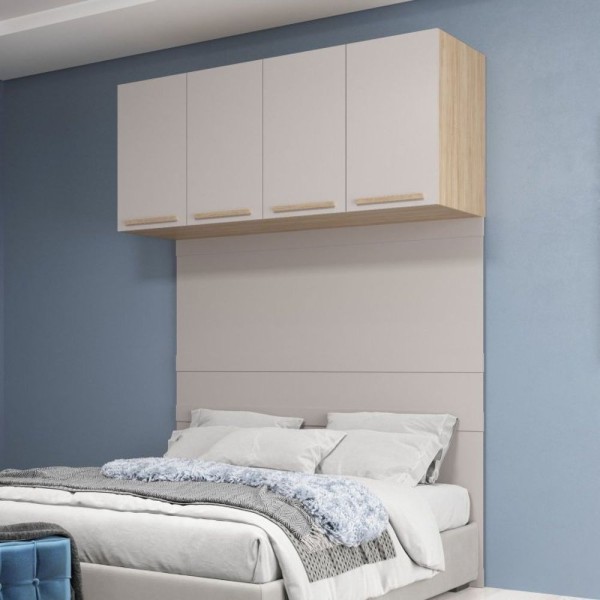 Encontraproduto.com.br - Quarto Modulado 3 Guarda Roupas 2 Mesas De Cabeceira 1 Módulo Ponte Aéreo San Diego Moveis Sul Aveiro Oak/cinza Urbano