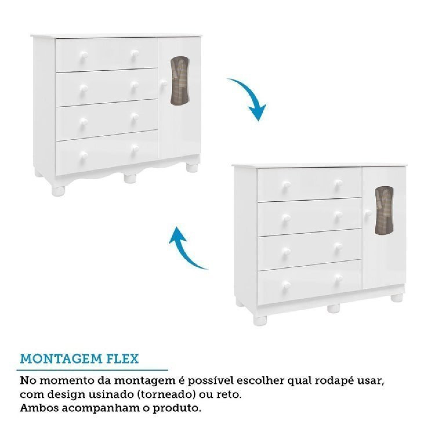 Encontraproduto.com.br - Quarto De Bebê Cômoda 1 Porta Com Janela E 4 Gavetas E Berço Espresso Móveis Branco Brilho