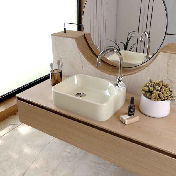 Encontraproduto.com.br - Kit Cuba Ro36 Cross Com Torneira Luxo E Válvula Botão Com Sifão E Flexível Bege