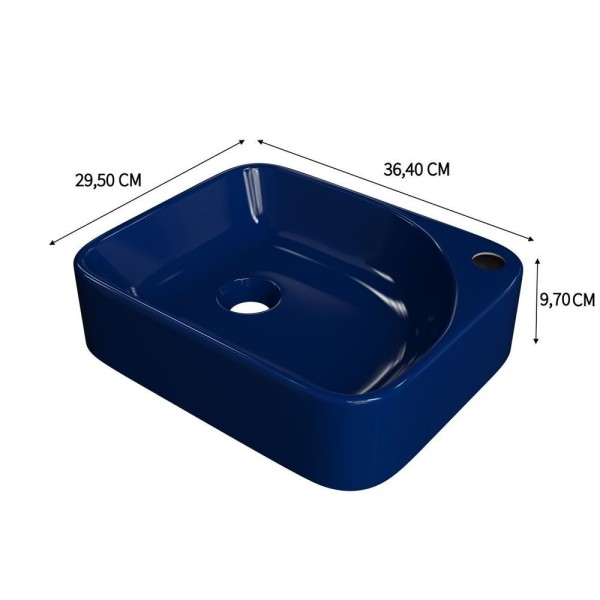 Encontraproduto.com.br - Kit Cuba Ro36 Cross Com Torneira 1198 E Válvula Botão Com Sifão E Flexível Azul Escuro
