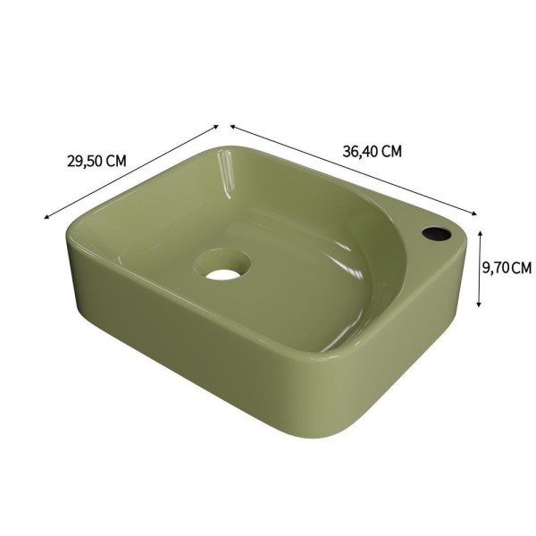 Encontraproduto.com.br - Kit Cuba Ro36 Cross Com Torneira 1198 E Válvula Botão Com Sifão E Flexível Verde Acqua