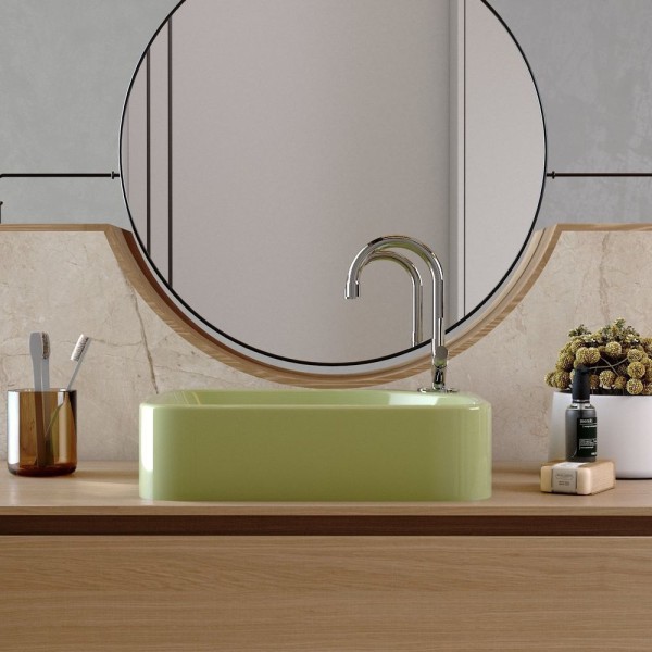 Encontraproduto.com.br - Kit Cuba Ro36 Cross Com Torneira 1198 E Válvula Botão Com Sifão E Flexível Verde Acqua