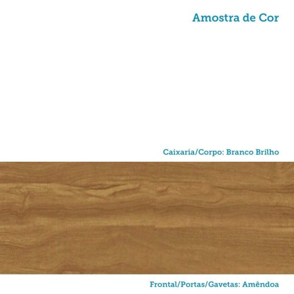 Encontraproduto.com.br - Quarto de Bebê Completo Guarda Roupas Cômoda 3 Portas Janeladas e Berço com Rodizio 100% Mdf Lana Es Branco Brilho/Amêndoa