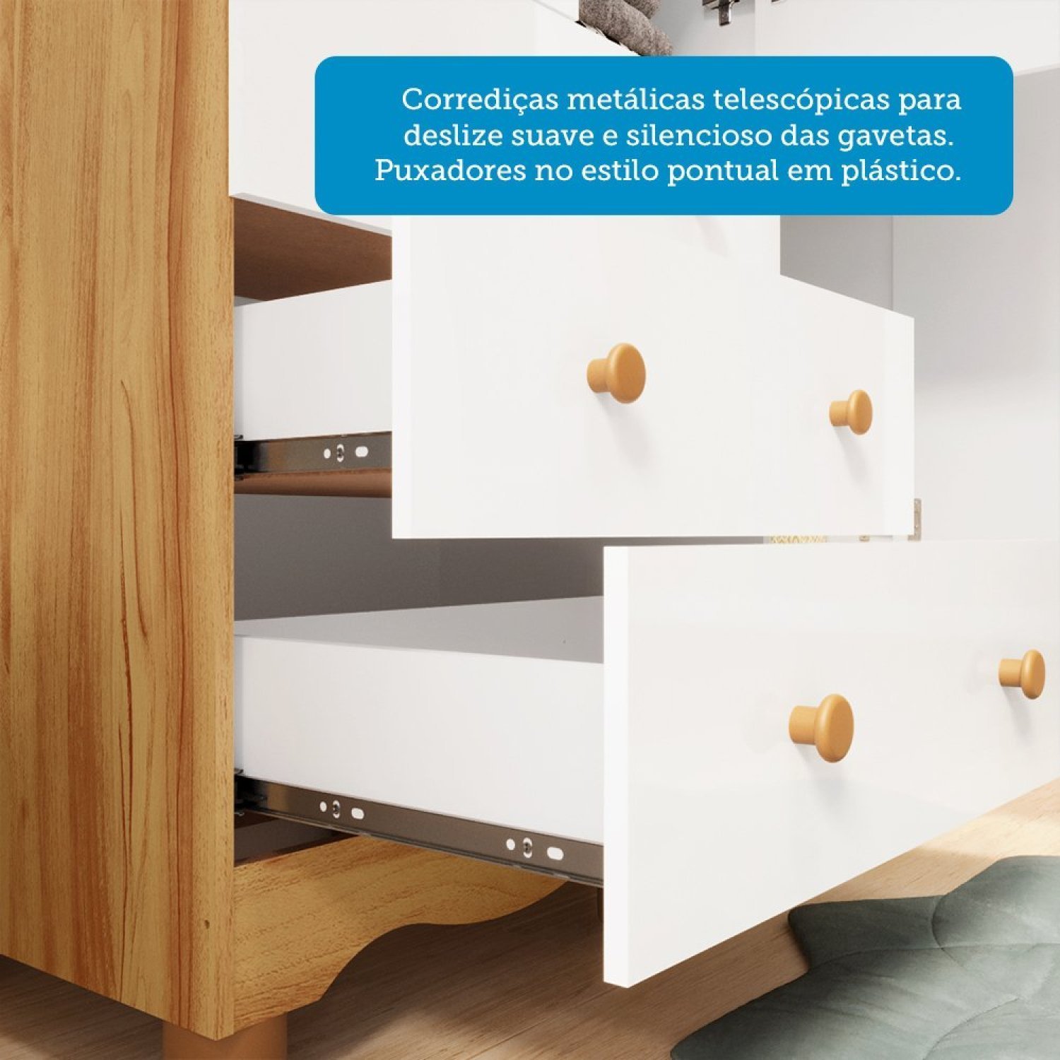 Encontraproduto.com.br - Quarto De Bebê Cômoda Com 1 Porta Janelada E Berço Com Rodízios 100% Mdf Lana Espresso Móveis Branco