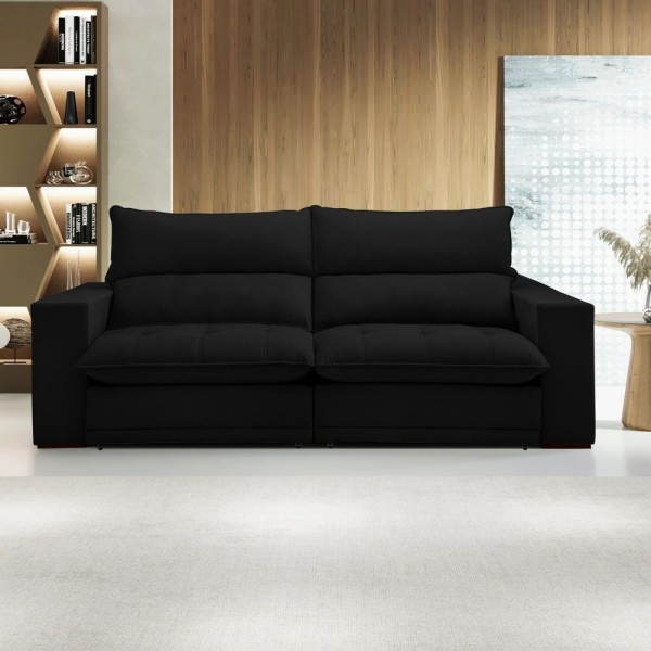 Sofá Retrátil E Reclinável Martinho 250cm Preto
