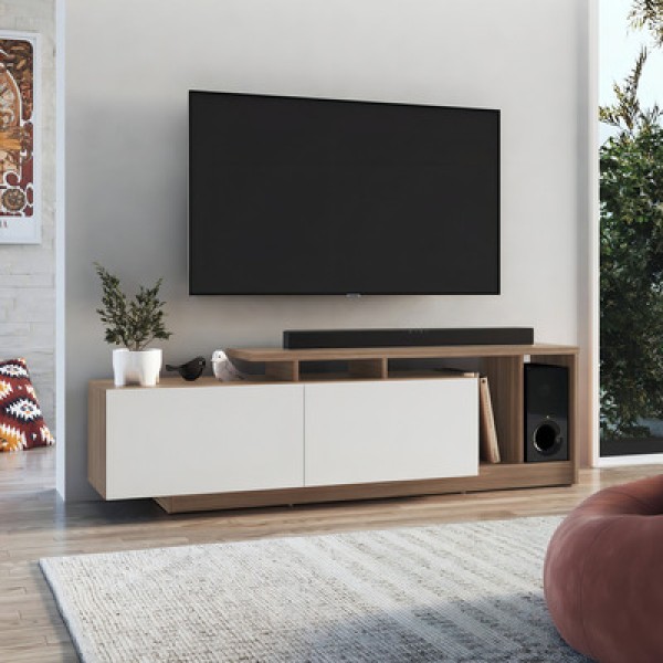 Rack Linea Com 2 Portas E Nichos Para Televisor 50 Polegadas Montana - Branco
