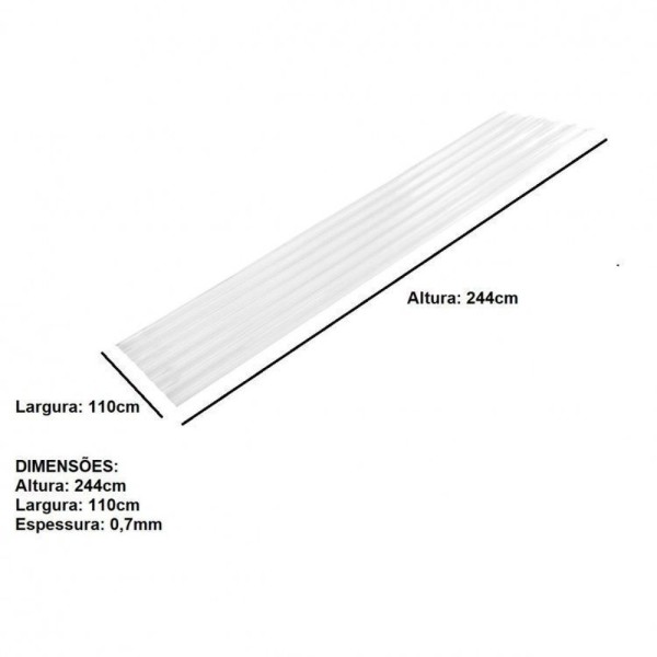 Encontraproduto.com.br - Kit Com 10 Telha Policarbonato 244cm X 110cm Transparente