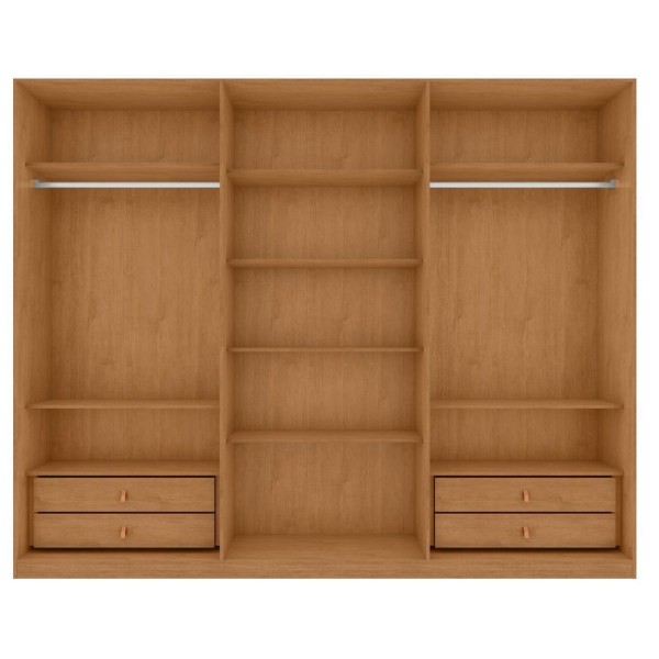 Encontraproduto.com.br - Guarda-roupa Ollie 3 Portas 4 Gavetas 8 Prateleiras Amêndoa Clean/off White/amêndoa Clean