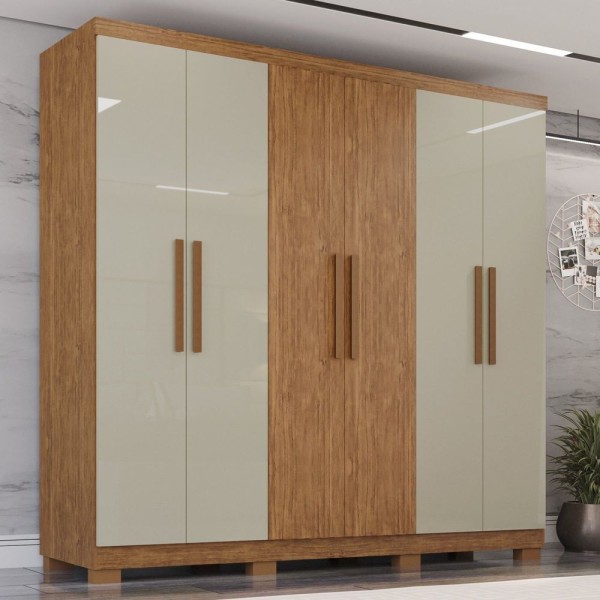 Encontraproduto.com.br - Guarda-roupa 6 Portas 4 Gavetas Sevilha Prime Cinamomo-off-cinamomo