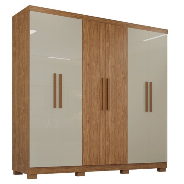 Encontraproduto.com.br - Guarda-roupa 6 Portas 4 Gavetas Sevilha Prime Cinamomo-off-cinamomo