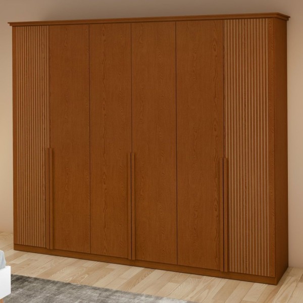 Guarda-roupa Vince 6 Portas 4 Gavetas 6 Prateleiras Frassino
