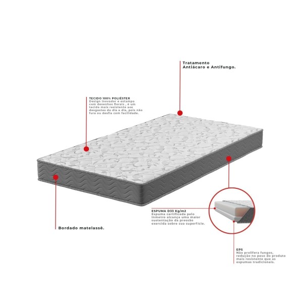 Encontraproduto.com.br - Cama Box Solteiro D33 Of 108x198x0,42 Cinza-branco
