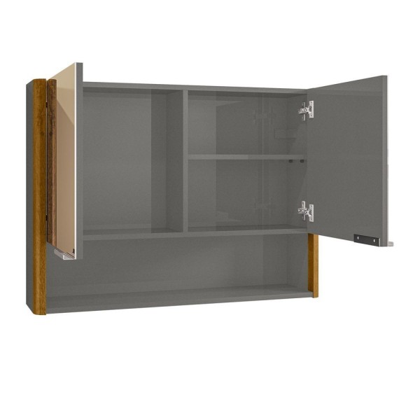 Encontraproduto.com.br - Espelheira Para Banheiro Santorini Cantos Curvos 72cm Titanium-naturalle