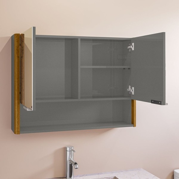 Encontraproduto.com.br - Espelheira Para Banheiro Santorini Cantos Curvos 72cm Titanium-naturalle