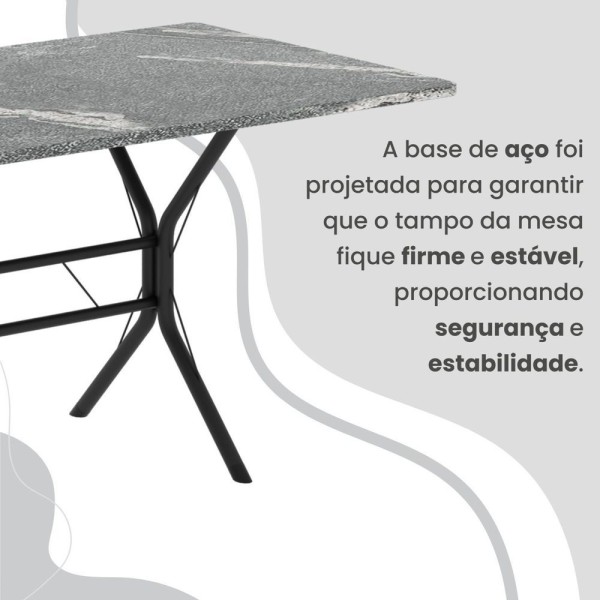 Encontraproduto.com.br - Conjunto Sala De Jantar Mesa Retangular 140x75cm Tampo Granito Topázio 6 Cadeiras Paraty Paraopeba- Preto Fosco