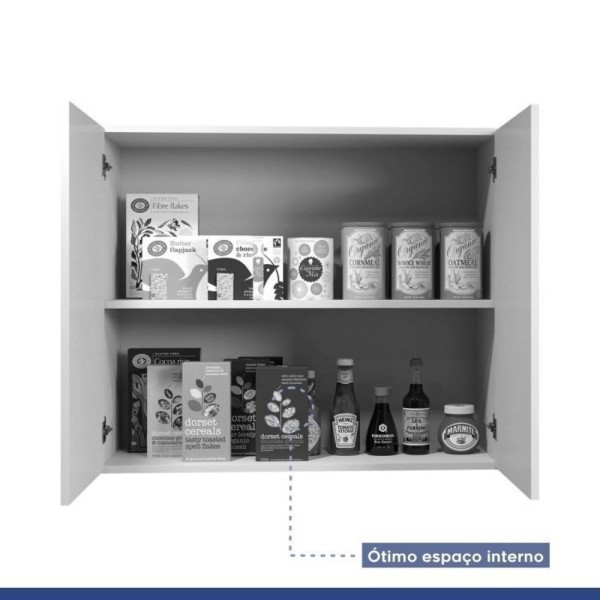 Encontraproduto.com.br - Conjunto Balcão Para Cooktop 5 Bocas Aéreo 2 Portas E 1 Aéreo Basculante Branco
