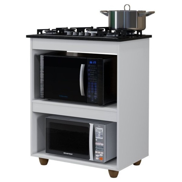 Encontraproduto.com.br - Conjunto Balcão Para Cooktop 5 Bocas Aéreo 2 Portas E 1 Aéreo Basculante Branco