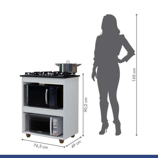 Encontraproduto.com.br - Conjunto Balcão Para Cooktop 5 Bocas Aéreo 2 Portas E 1 Aéreo Basculante Branco