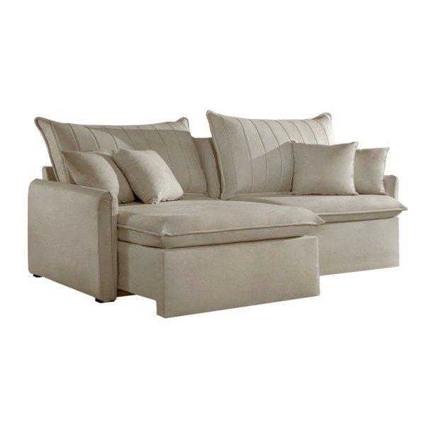 Encontraproduto.com.br - Sofá Cama Retrátil E Reclinável 200cm Flex Neruda Pet Friendly-bege