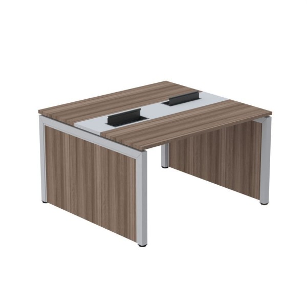 Mesa De Plataforma Dupla Para 2 Pessoas Corporativa 150x140-2p Walnut-cinza-walnut
