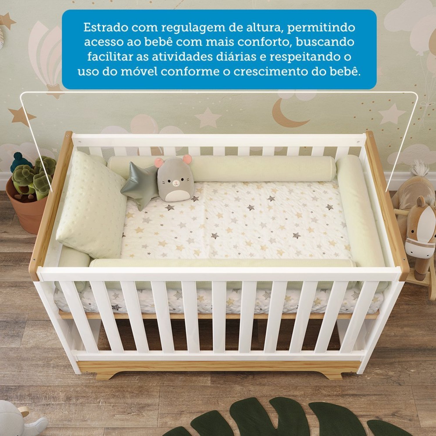 Encontraproduto.com.br - Quarto De Bebê Completo Com Guarda Roupa Cômoda E Berço 100% Mdf Jolie Retrô Espresso Móveis Branco Brilho-amêndoa