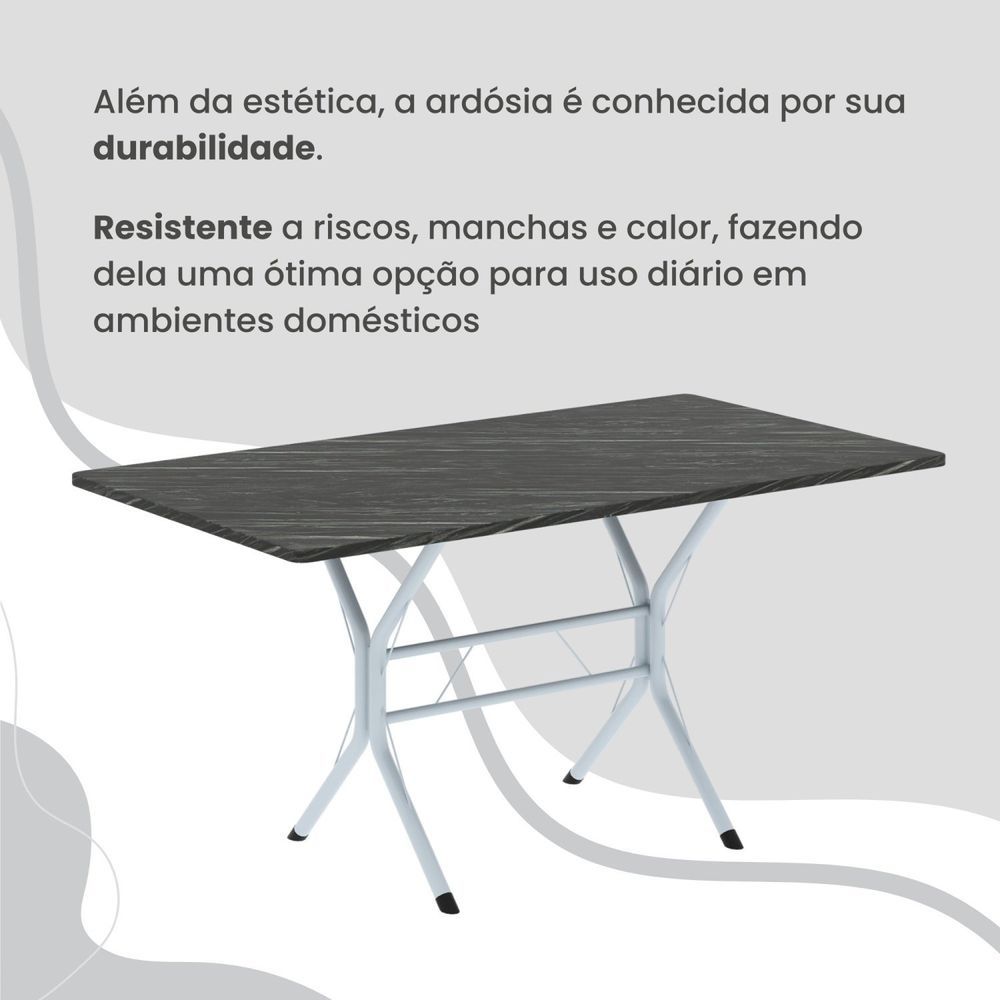 Encontraproduto.com.br - Conjunto Sala De Jantar Mesa Retangular 140x75cm Tampo Ardósia Indiana 6 Cadeiras Rio Paraopeba - Branco