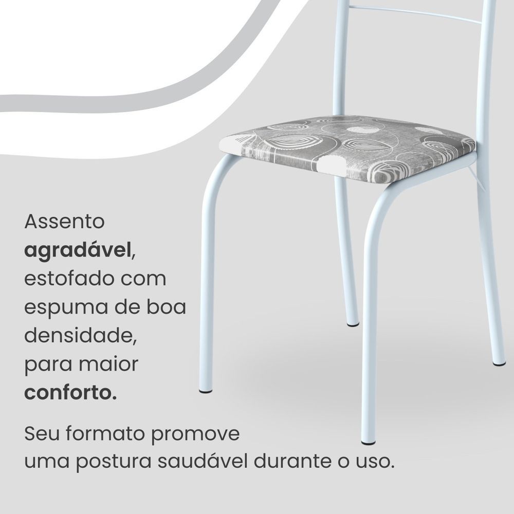 Encontraproduto.com.br - Conjunto Sala De Jantar Mesa Retangular 140x75cm Tampo Ardósia Indiana 6 Cadeiras Rio Paraopeba - Branco
