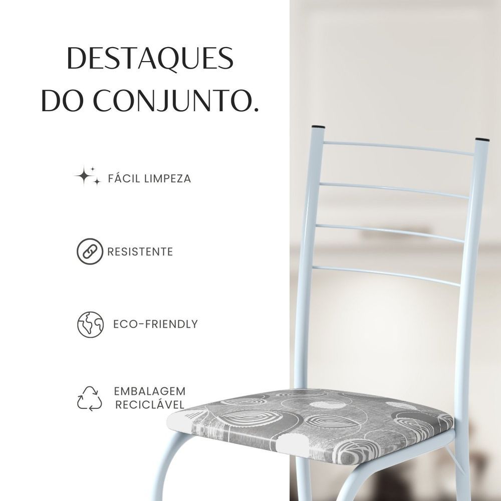 Encontraproduto.com.br - Conjunto Sala De Jantar Mesa Retangular 140x75cm Tampo Ardósia Indiana 6 Cadeiras Rio Paraopeba - Branco