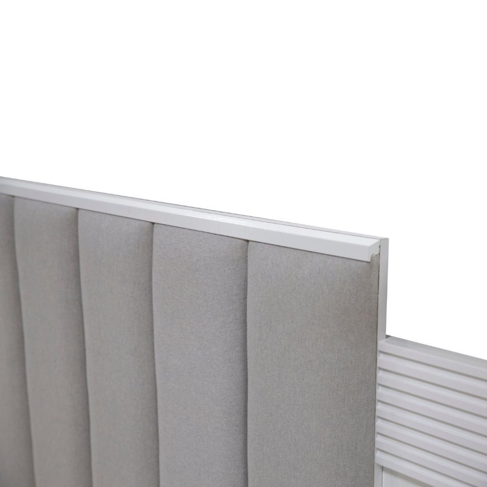 Encontraproduto.com.br - Cabeceira Casal 140cm Ripada 100% Mdf Estofada Isis Com 02 Mesas De Cabeceira Ype - Off White - Areia