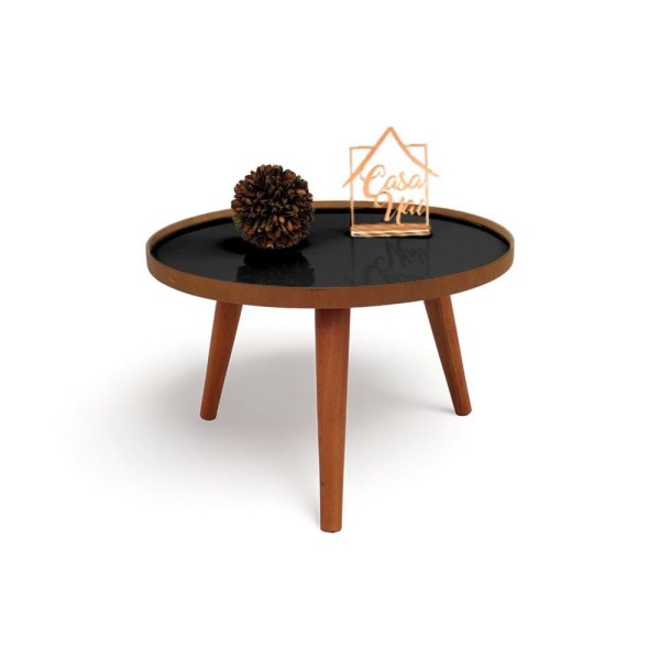 Encontraproduto.com.br - Mesa De Centro Com Vidro Tray Laminada 50/30 Preto