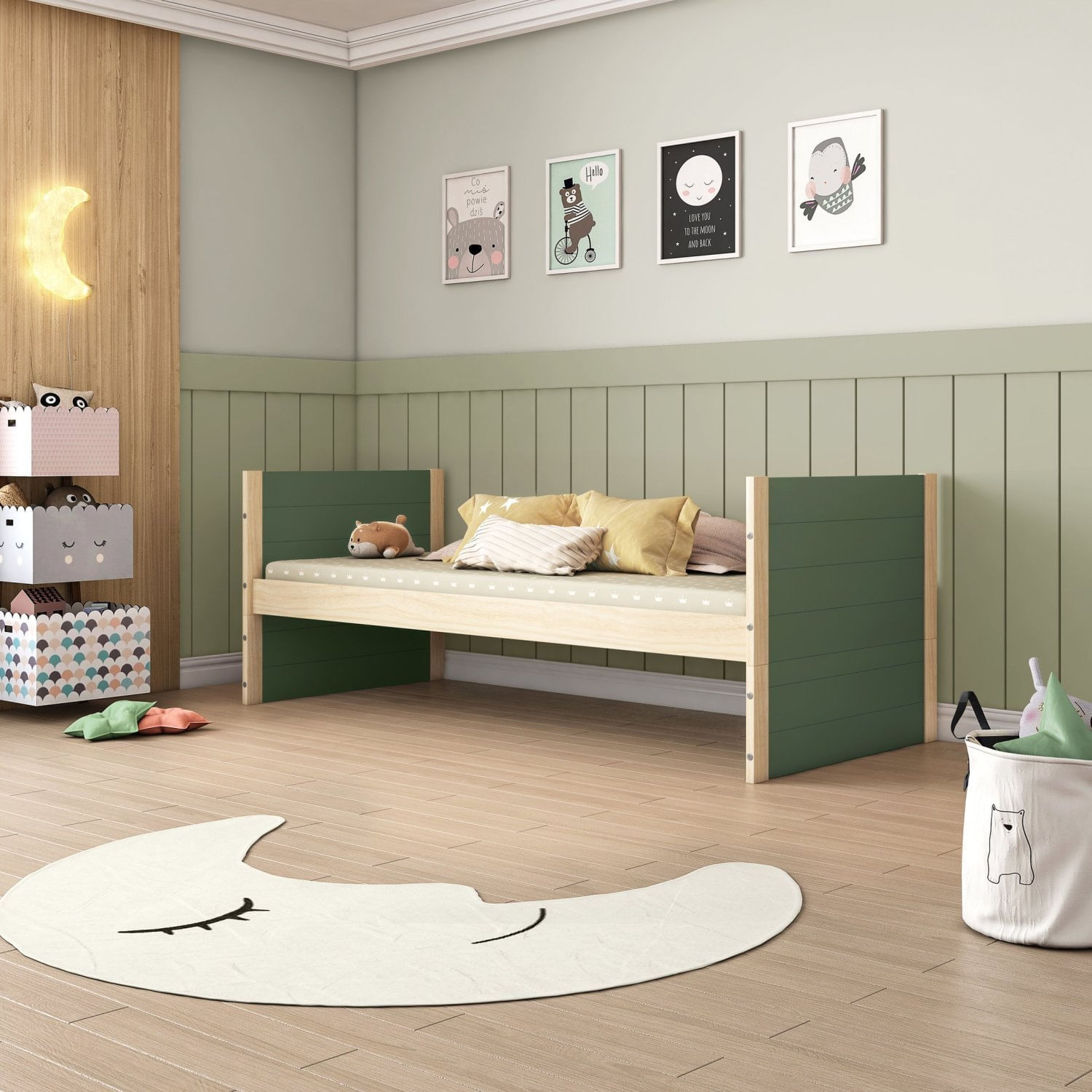 Cama Solteiro Com Elevação Garden Casatema Verde-natural