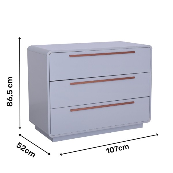 Encontraproduto.com.br - Cômoda Infantil 3 Gavetas Wave Cinza