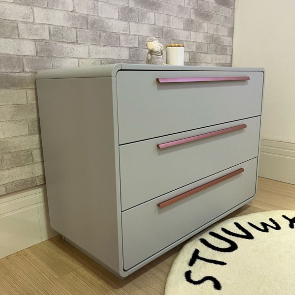 Encontraproduto.com.br - Cômoda Infantil 3 Gavetas Wave Cinza