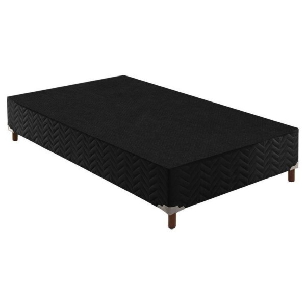 Encontraproduto.com.br - Box Solteiro íris 42x88x188cm Com Colchão Solteiro Unique D33 Plus Duoface 25x88x188cm Preto Elegancy