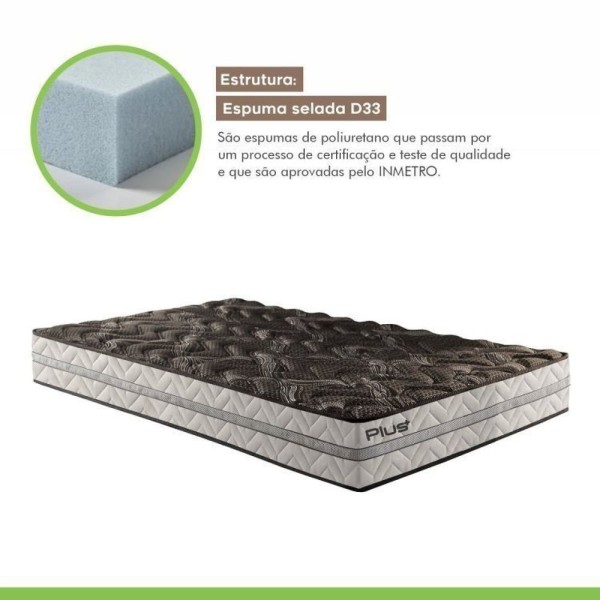 Encontraproduto.com.br - Box Solteiro íris 42x88x188cm Com Colchão Solteiro Unique D33 Plus Duoface 25x88x188cm Preto Elegancy