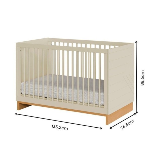Encontraproduto.com.br - Berço Americano 2 em 1 Mini Cama e Colchão Cubo Areia/Platano