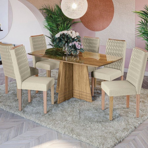 Conjunto 2 Cadeiras Para Sala De Jantar Cad157 Freijo-bronze-bege