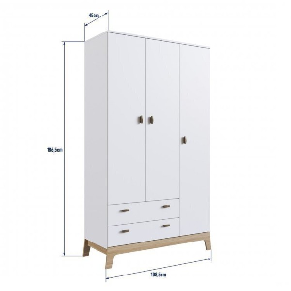 Encontraproduto.com.br - Conjunto Berço 3 em 1 com Colchão + Guarda-roupas Branco