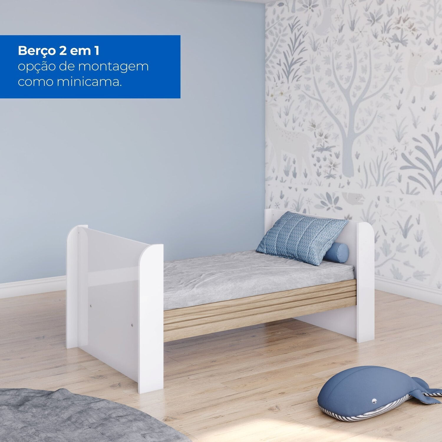 Encontraproduto.com.br - Conjunto Quarto De Bebê Berço 2 Em 1 E Cômoda Sophia Espresso Móveis Branco E Jequitiba